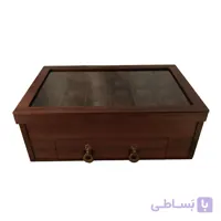 جعبه ساعت ۲۴ خانه با کشوی عینک و انگشتر