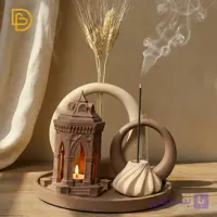 ست دکوری 7 تکه گرد کرم قهوه ای