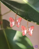 گوشواره جواهری پروانه صورتی🩷