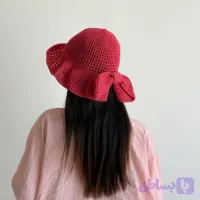 کلاه لبه‌ دار زنانه دستبافت با پاپیون شاهو مدل Elisa
