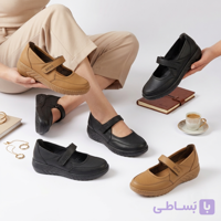 کفش طبی زنانه مدل پرنیا (طرح کالجی دوردوخت، تنفس‌پذیر و زیره پی‌یو منعطف)