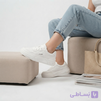 کتونی ونس دخترانه مدل استلا (طرح مینیمال تمام‌سفید با لژ یکسره و جزییات STORM)