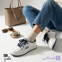 کتونی اسپرت زنانه مدل آلو (طراحی استریت‌ویر ترندی با مهره‌های تزیینی بند، رویه چرم صنعتی ضدآب و زیره تخت کژوال)