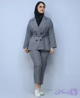 ست | مدل ست کت و شلوار اداری گلبرگ کد 53772 – طوسی