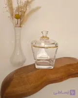 قندان استرلینگ گلدار لب طلایی