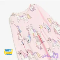 پیراهن دخترانه اچ‌اند‌ام H&M طرح یونیکورن صورتی آستین بلند