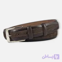 کمربند چرم مردانه مدل وسط زیگزاگ قهوه‌ای