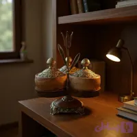 اردو خوری چوب و برنز سه خانه