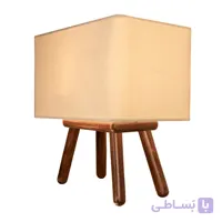 چراغ رومیزی چارپایه چوب شید مکعبی N19