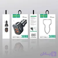 شارژر فندکی 38W مدل LDO-R40A دو پورت USB و یک پورت PD چراغ دار