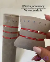 دستبند قلب و سه مهره استیل رنگ ثابت _ نخ قرمز
