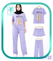 لباس ست سه تیکه زنانه و دخترانه طرح خرس عروسکی کد H368