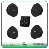اسپیکر سقفی مشکی نیوساند۴ عدد مدل P8F و آمپلی فایر دیواری ولومی ام پرو مدل U430p