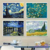 نقاشی الماسی بزرگسال ونسان ون گوگ (۳۰ رنگ) – ست 4 عددی – سایز 30*40 (تمام‌نگین)