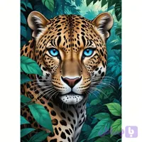 نقاشی الماسی بزرگسال پلنگ چشم آبی – سایز 30*40 (تمام‌نگین)