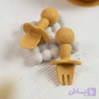 قاشق چنگال سیلیکونی کوچک خردلی