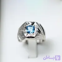 انگشتر مردانه نقره توپاز سوییس کد 13298