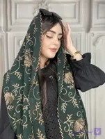 شال مجلسی گلدوزی نگین کوب سبز