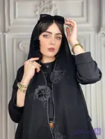 شال مشکی گلدوزی نگین دار