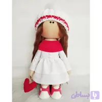 🤍عروسک روسی دخترانه30سانتی سرچرخشی زیبا طرح سفیدقرمز ولنتاین❤️(ارسال رایگان)