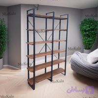 کتابخانه و شلف آهن و چوب مدل رنگین کمان