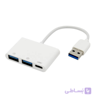 هاب USB 3.0 کابلی Ultra Slim دو پورت + تایپ سی