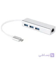 هاب تایپ سی 3 پورت USB+LAN مدل QTS-208L