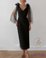 پیراهن مجلسی زنانه کرپ میدی کاپ دوزی شده