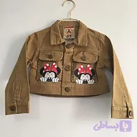 کت تک کراپ دخترانه کتان میکی کد 127 | فروشگاه پوشاک ابریشم کیدز | abrishamkids
