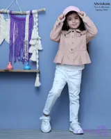 کت تک دخترانه کتان چیندار سایز 65/70/75/80 کد 133 | فروشگاه ابریشم کیدز | abrishamkids
