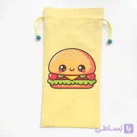 کیسه لقمه پارچه ای دو لایه فریدا طرح منوی همبرگر (کیف لقمه)