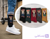 جوراب ساقدار کش انگلیسی تم خرس خزدار