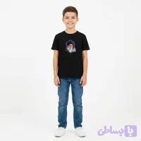 تیشرت مشکی پسرانه طرح رهبر شهیدم 🇮🇷