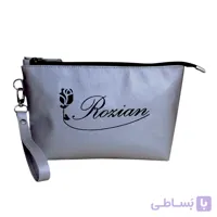 کیف آرایشی چرمی – طوسی براق