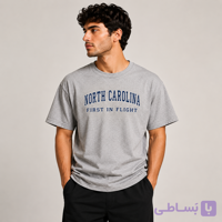 تیشرت وارداتی طوسی ملانژ طرح North Carolina سایز XL