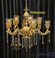 لوستر 6 شاخه 12 شعله تمام برنج مدل پیچک