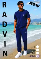 ست تیشرت و شلوار اسپرت مردانه مدل RADVIN شیک و باکیفیت – رنگ فیروزه ای