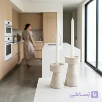ست شمعدان سنگی تراورتن مدل نور کد45531
