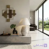 آباژور رومیزی مدرن سفالی پتینه الارا با طرح حکاکی