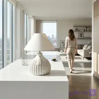 آباژور رومیزی مدرن سفالی پتینه نایرا با پایه شیاردار