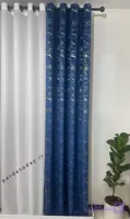 پرده مخمل طلا کوب رنگ سرمه ای