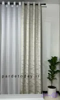 پرده مخمل طلا کوب رنگ شیری