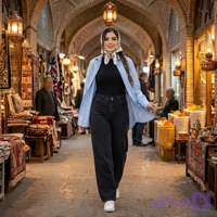 شلوار جین نیم بگ زنانه مشکی