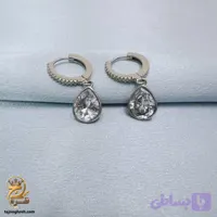 گوشواره نقره زنانه آویز نگین دار اشکی مدل ESW E131