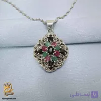 گردنبند نقره زنانه طرح جواهری نگین رنگی مدل ZSW Z132