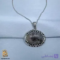 زنجیر و پلاک نقره مردانه با سنگ شجر مدل NSM N88