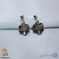 گوشواره نقره زنانه نگین رنگی مدل ESW E130