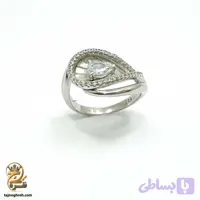 انگشتر نقره زنانه طرح اشکی نگین دار مدل RSW F90