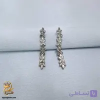 گوشواره نقره زنانه آویز تراش زیتونی مدل ESW E129