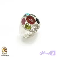 انگشتر نقره مردانه هفت نگین مدل RSM K144